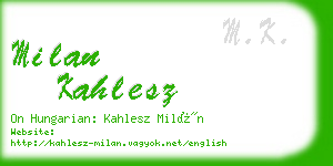 milan kahlesz business card